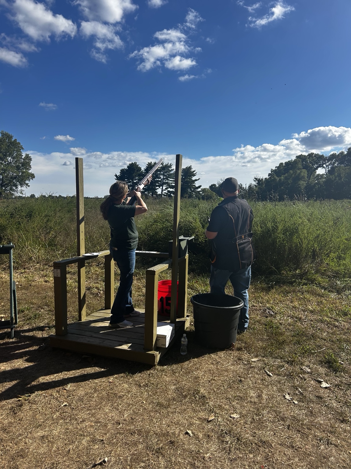 Anna Brown taking her best shot at a NILO Farms sporting clays station
